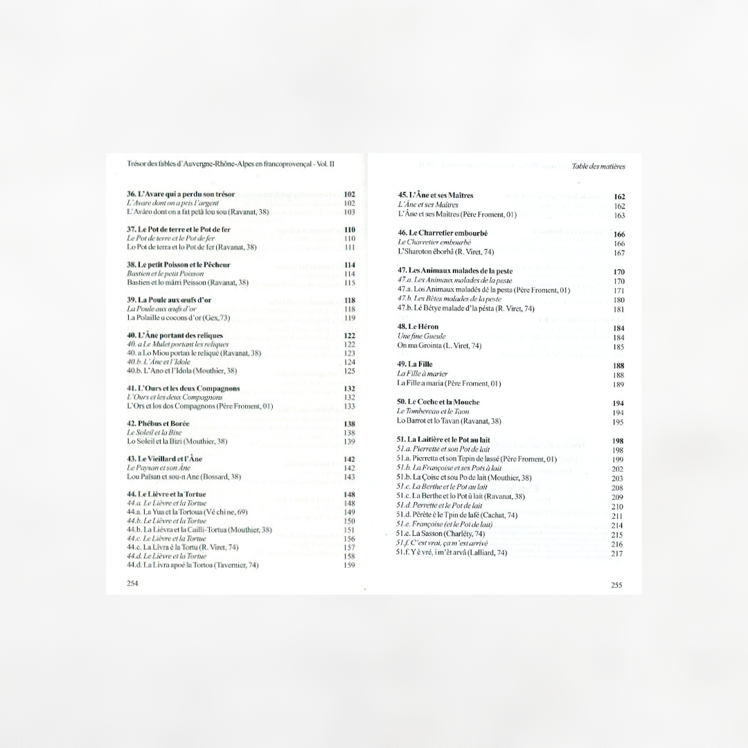 Trésor des fables d'Auvergne-Rhône-Alpes en francoprovençal (volume 2)